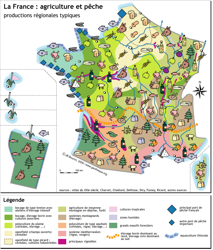Carte des production en France