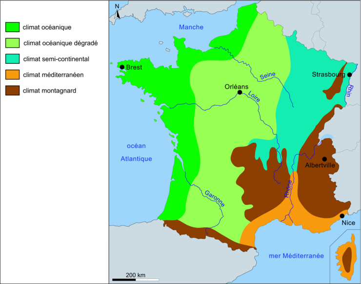 Carte des climats en France