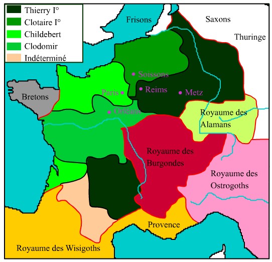 Partage carte des fils de Clovis