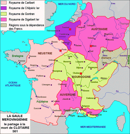 Carte royaume des francs en 561