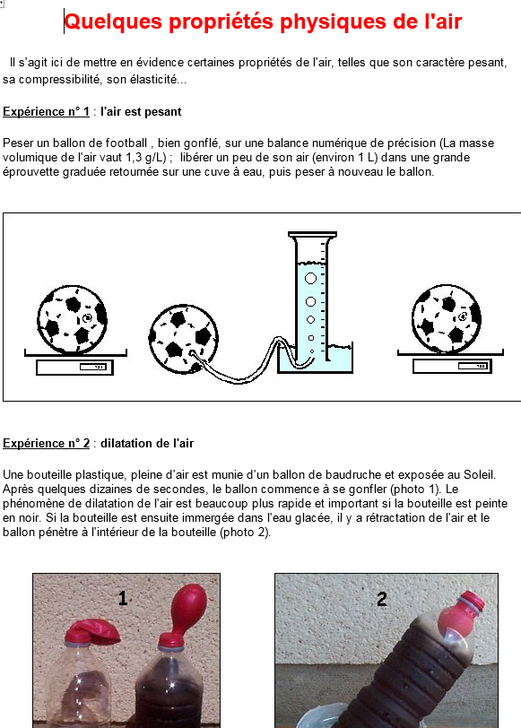 Expérience sur l'air